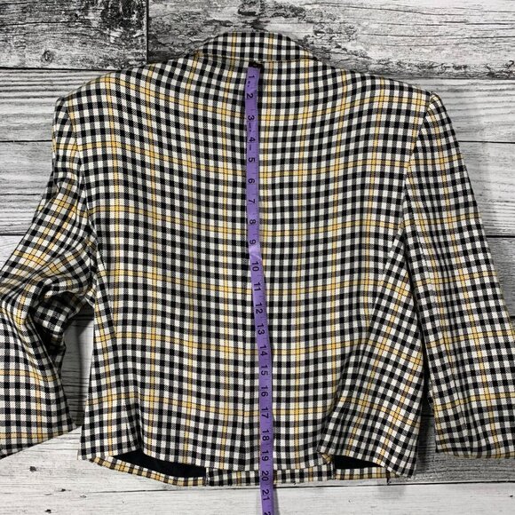 Vintage 80s 90s Jones New York Double Breasted Plaid Cropped Blazer - Picture 12 of 12